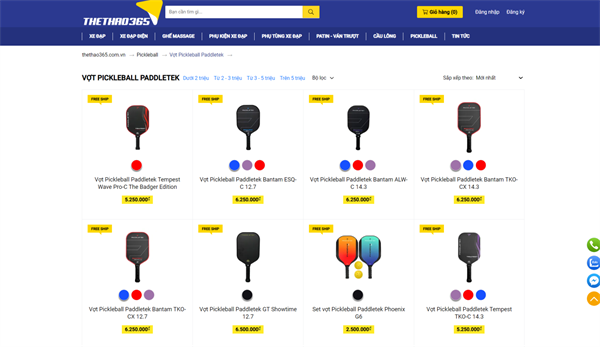 Mua sắm tại Thể Thao 365: Cửa hàng uy tín cung cấp vợt Pickleball Paddletek chính hãng, dịch vụ hậu mãi tốt, bảo hành đầy đủ
