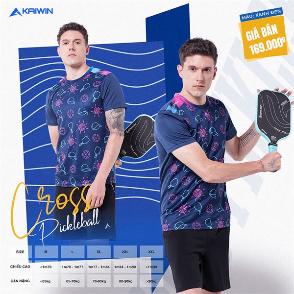 Áo T-shirt Pickleball Kaiwin Cross Nam