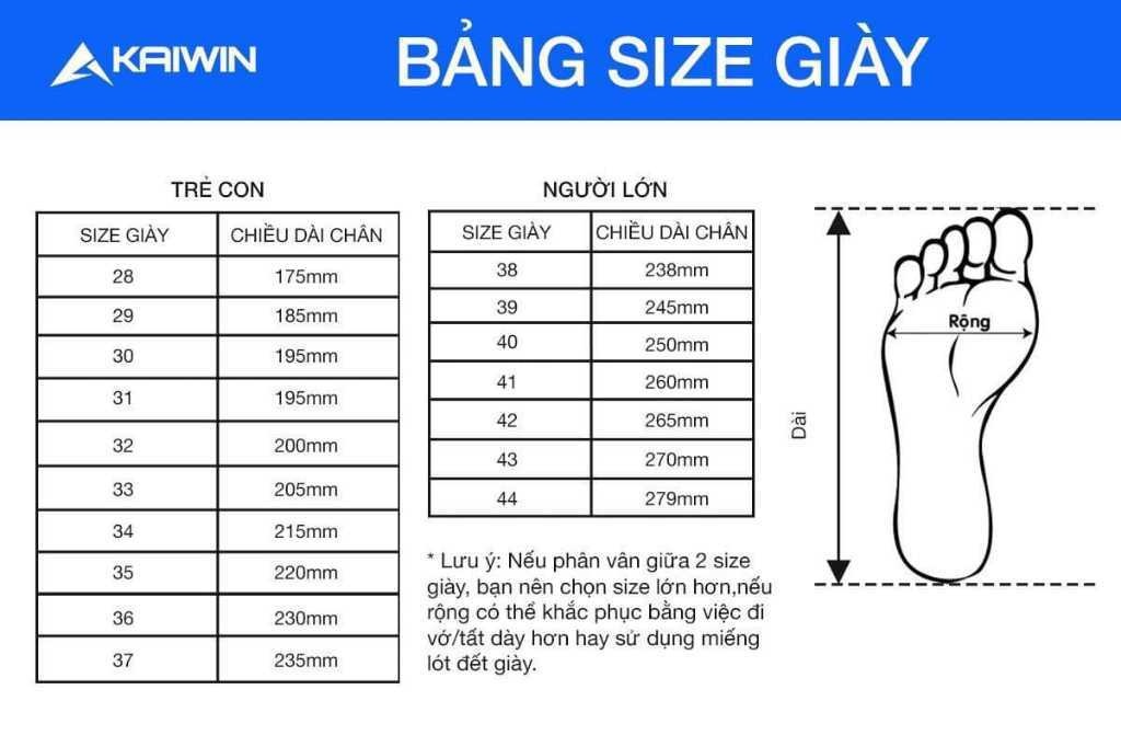 Hướng dẫn chọn size giày bóng đá Kaiwin