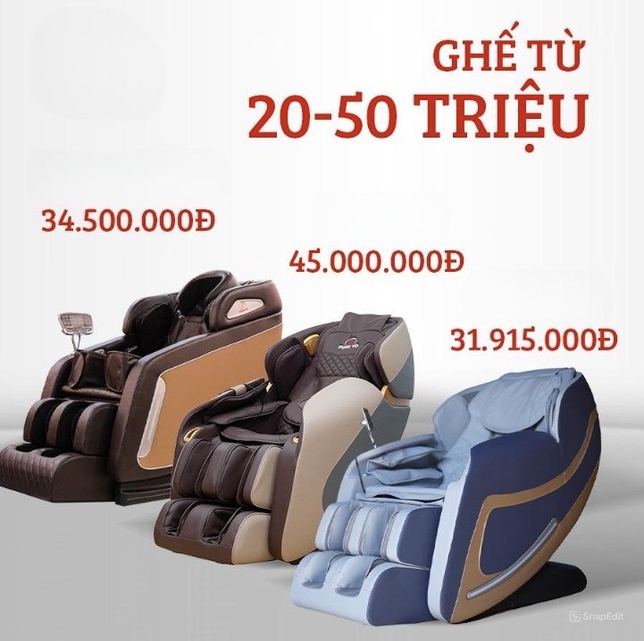 Ghế massage phổ thông giá từ 20 đến 50 triệu đồng