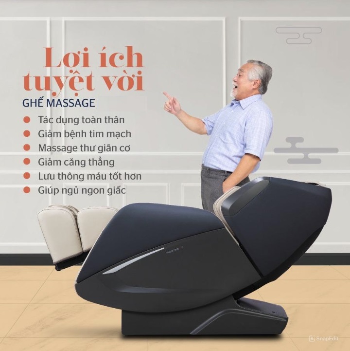 Lợi ích của việc sử dụng ghế massage đối với sức khỏe