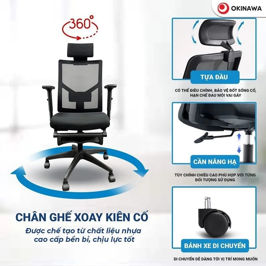 ghế công thái học Okinawa 3017 3