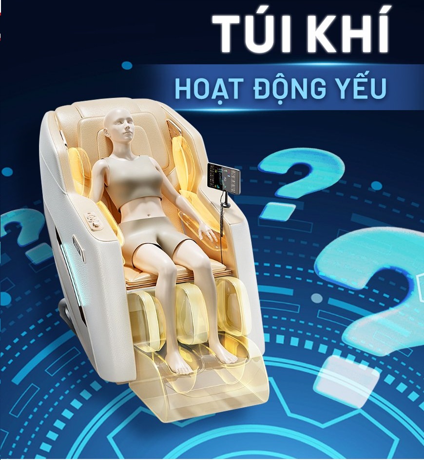 Túi khí bóp yếu, không co bóp hoặc luôn căng cứng