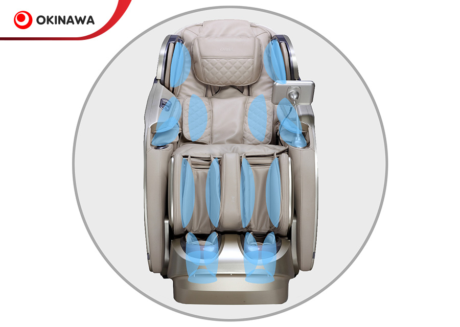 Ghế massage giá rẻ dưới 10 triệu của Okinawa có số lượng túi khí vượt trội