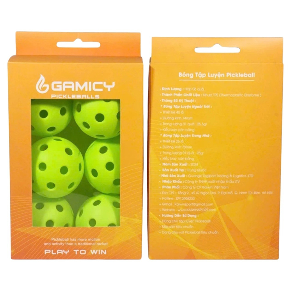 bóng Pickleball Gamicy PG26L Indoor (Hộp 6 Quả) 1