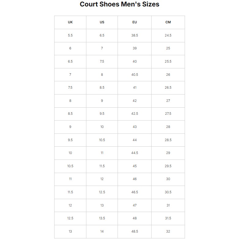 Hướng dẫn chọn size giày Tennis/Pickleball