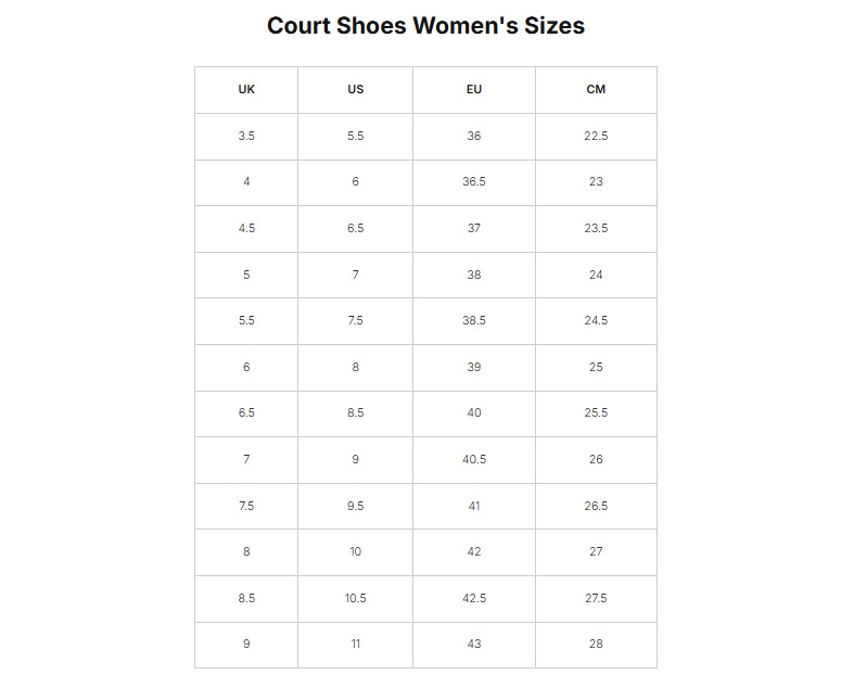 Hướng dẫn chọn size giày Tennis/Pickleball