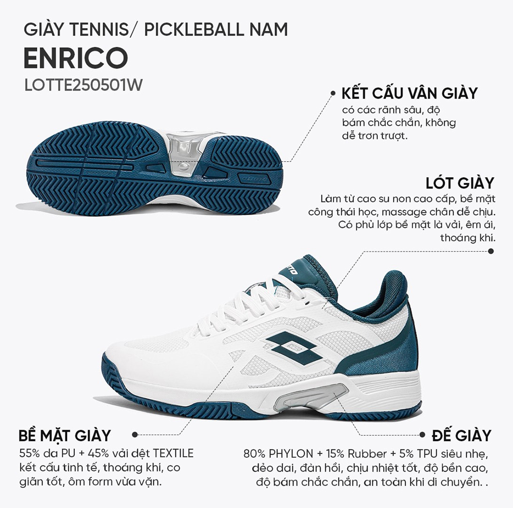 giày Tennis/Pickleball Lotto Enrico LOTTE0501W 2
