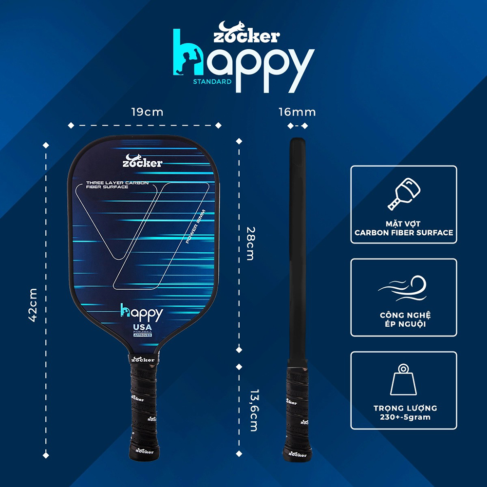 vợt Pickleball Zocker Happy HP1 Standard 3