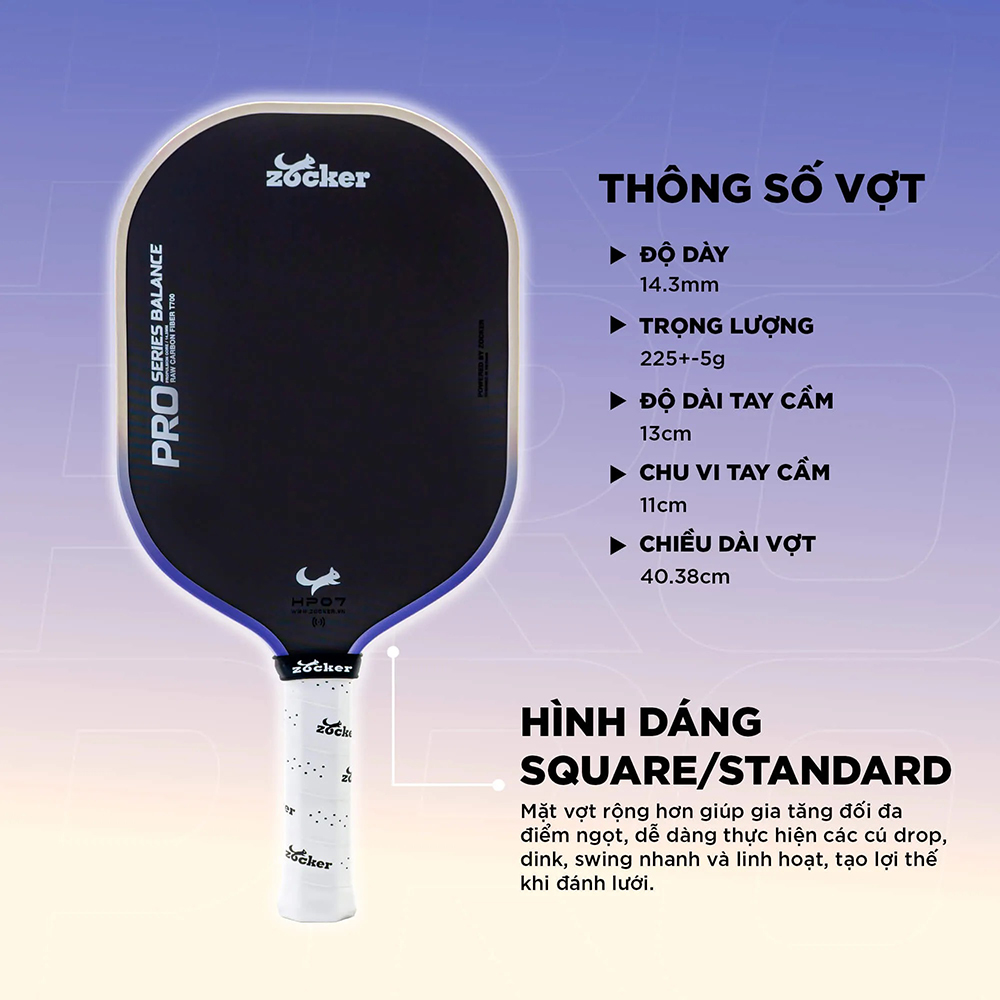 vợt Pickleball Zocker Happy HP07 Pro Series Balance 5