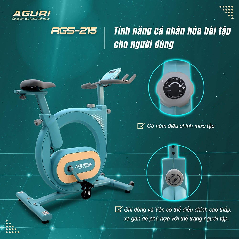 xe đạp tập thể dục AGURI AGS-215 15