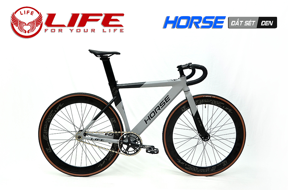 Xe đạp Fixed Gear Life Horse Đất Sét Đen