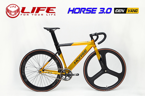 xe đạp Fixed Gear Life Horse 3.0 đen vàng