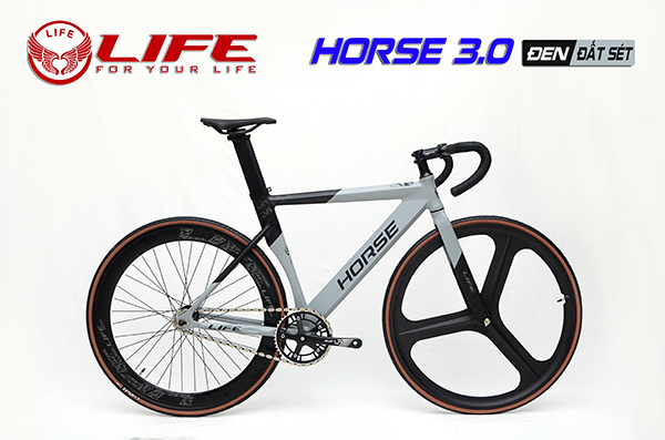 xe đạp Fixed Gear Life Horse 3.0 đen đất sét