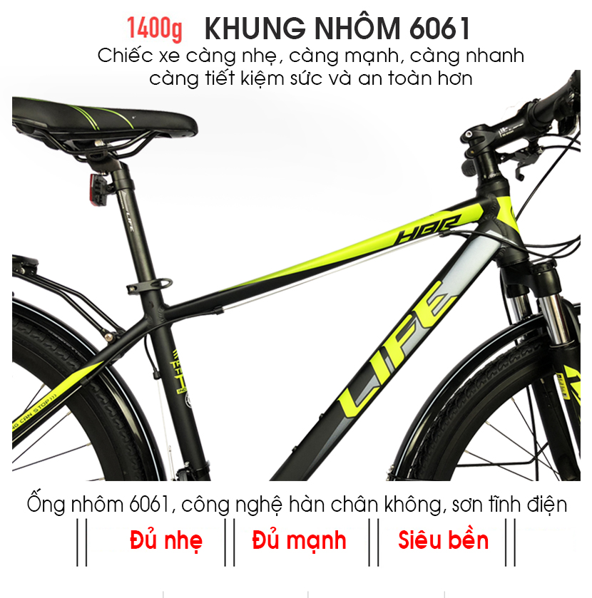Khung xe là nhôm rất bền và nhẹ