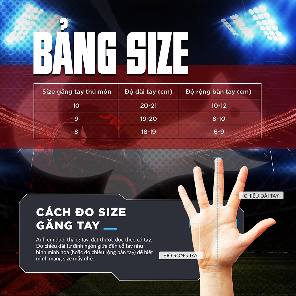 Làm sao để chọn size găng tay thủ môn chuẩn?