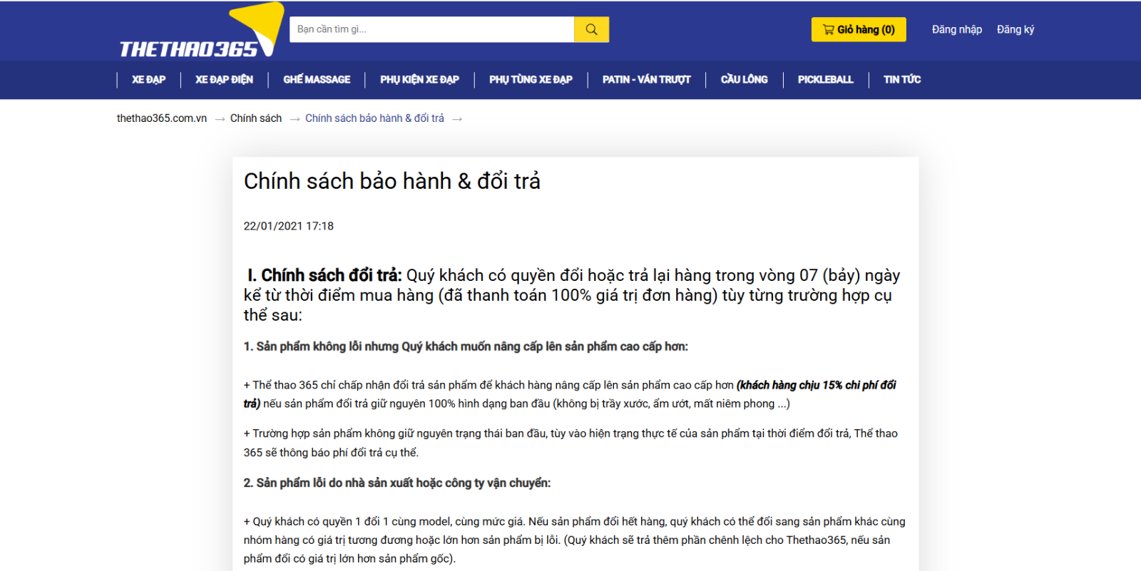 Hệ thống bảo hành và đổi trả linh hoạt: 