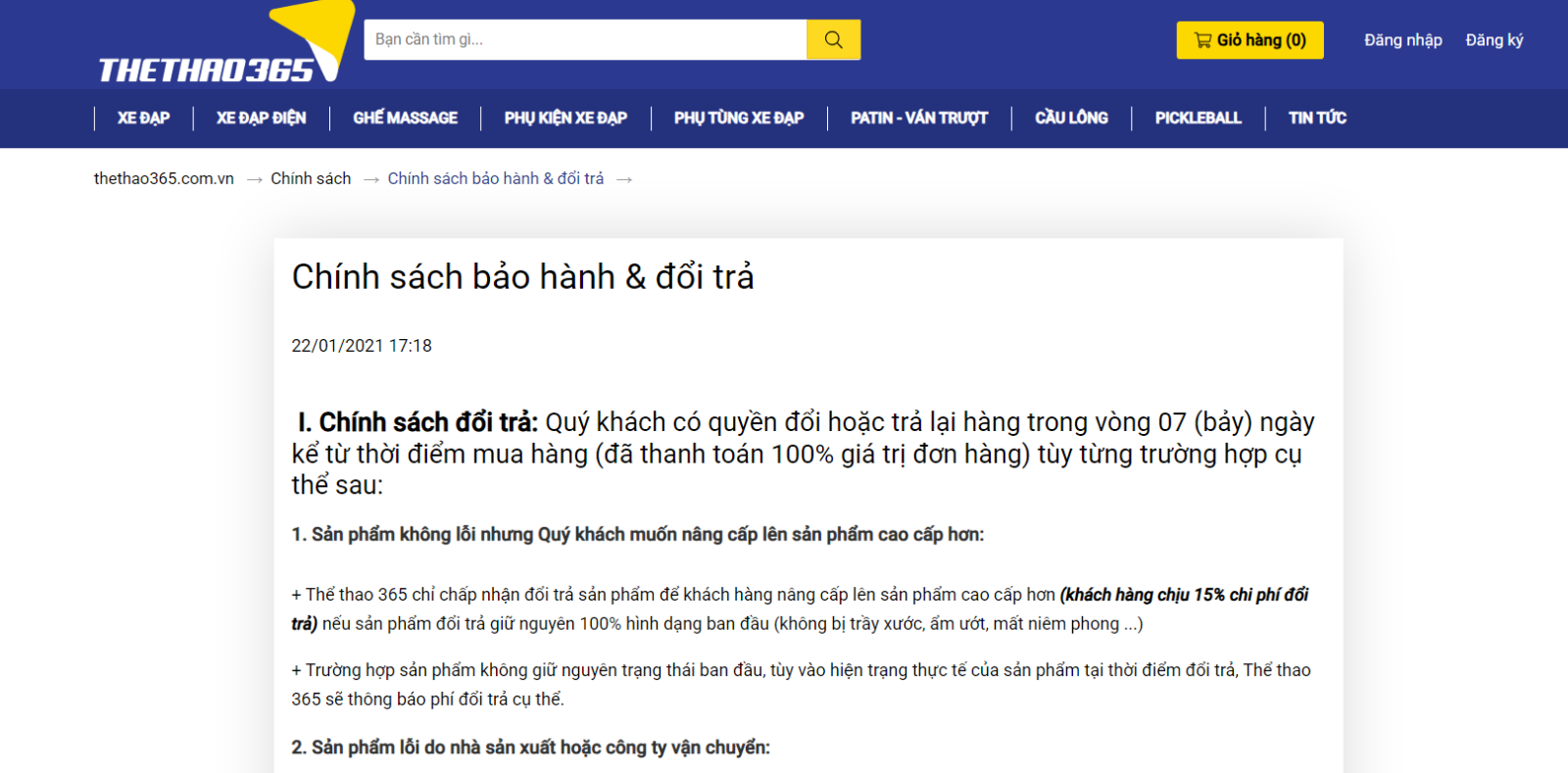 ính sách bảo trả và hậu mãi ưu việt