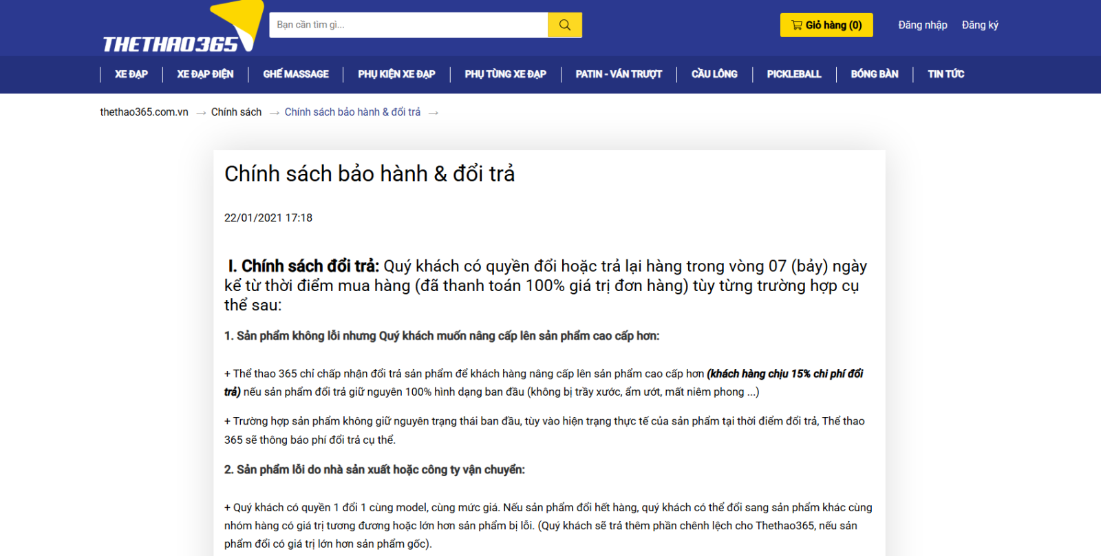 🛡️ Chính sách bảo hành vợt bóng bàn tại Thể Thao 365