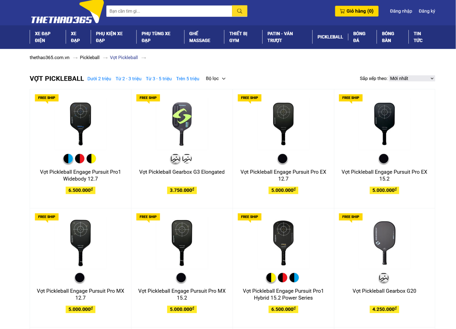 Mua vợt Pickleball chính hãng giá rẻ ở đâu toàn quốc